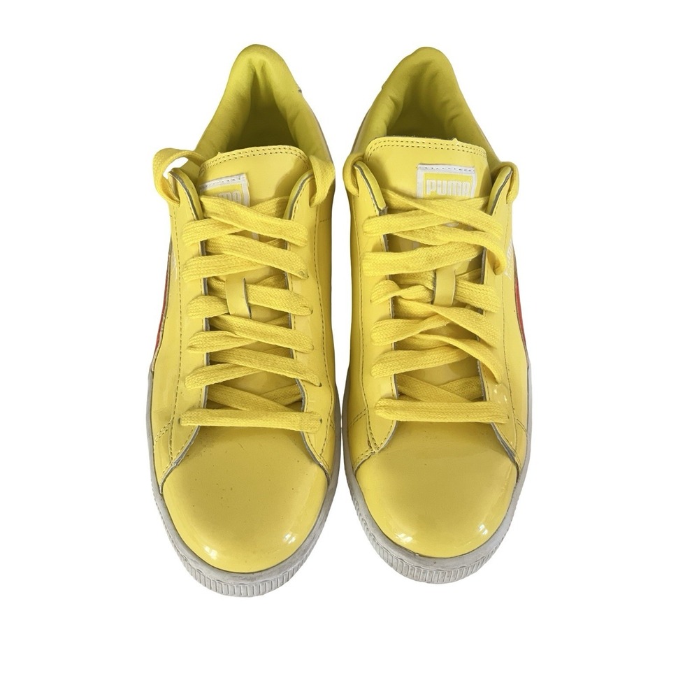 Puma Basket Classic Patent Emboss Sneakers Safety Yellow Mens size 10 - Picture 3 of 6